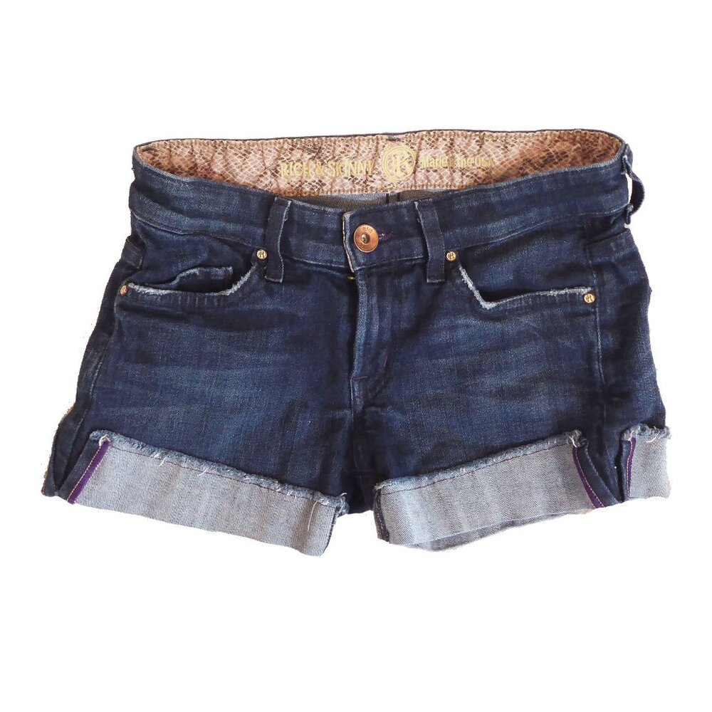 Rich & Skinny blue denim Size 24, fold up stretch Shorts